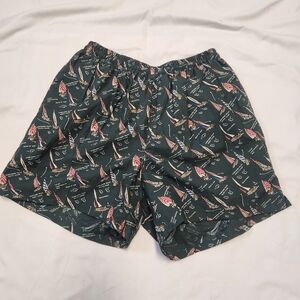 Polo Sport by Ralph Lauren Green Sailboat Print Swim Trunks Medium